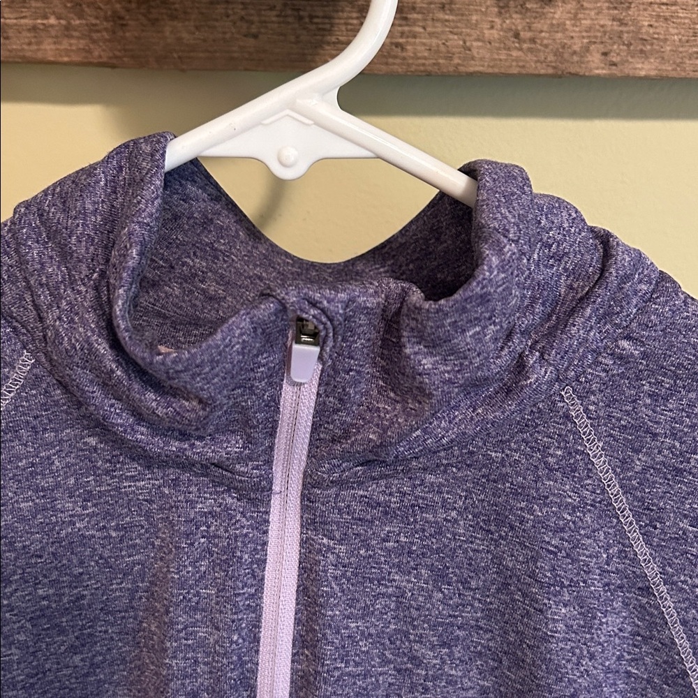 Long Sleeve Quarter Zip Purple Top - Picture 2 of 3